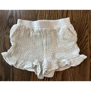 Rabbit Bear 100% Organic Cotton Gauzy Cream Toddler Girls Shorts Pockets Size 2T